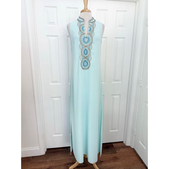 Lilly Pulitzer Womens Whisper Blue Embellished Neck Jane Maxi Dress Size 8 NWT - Picture 1 of 9